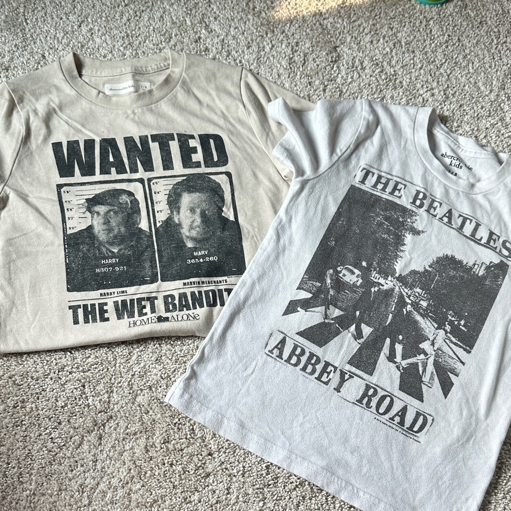 Abercrombie Kids Graphic Tees - Cream and White